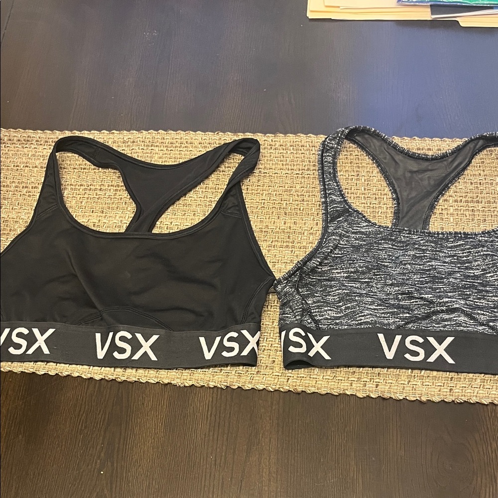 VSX Victoria’s Secret Black and Gray Sports Bras Size S. Set of Two